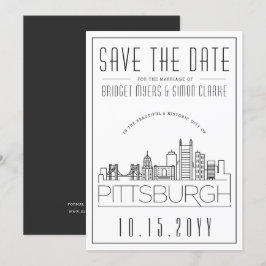 Pittsburgh Wedding |Stilisierte Skyline Save the D Einladung
