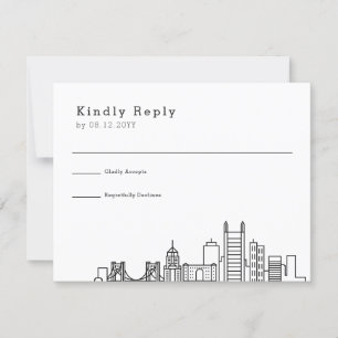 Pittsburgh Wedding   Stilisierte Skyline-UAWG RSVP Karte