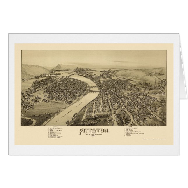 Pittston, carte panoramique de PA - 1892 (Devant horizontal)
