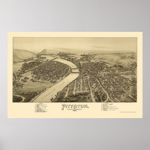 Pittston, PA Panorama Karte - 1892 Poster