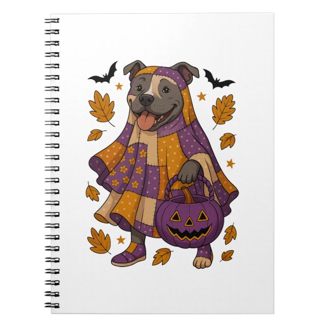 Pitull Dog Ghost Halloween Notizblock (Vorderseite)