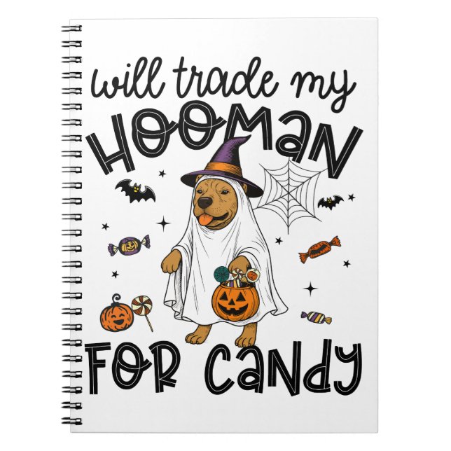 Pitull Dog Halloween Ghost Spooky Notizblock (Vorderseite)