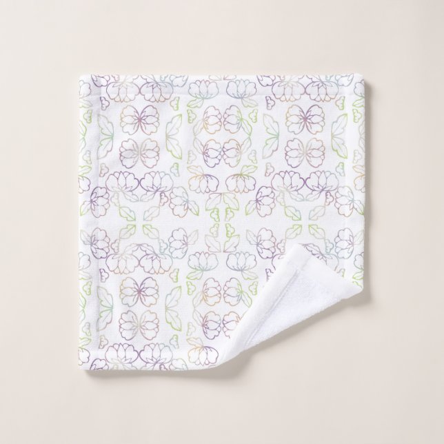 Pivoine, blanche (Gant de toilette)