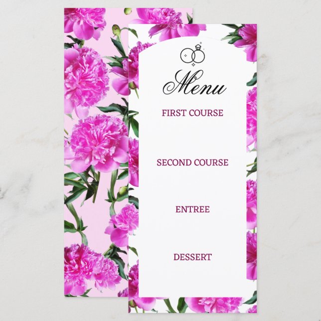 Pivoine. Menu plat (Devant / Derrière)