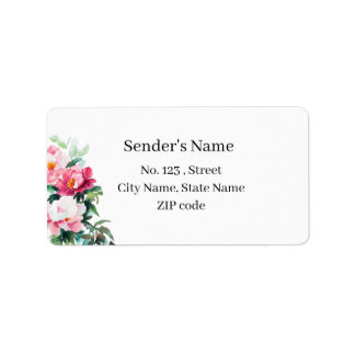 Pivoine Rose Clair & Étiquette de Adresse de Retou