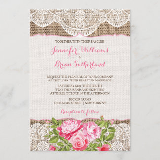 Pivoine rustique de roses de faire-part de mariage