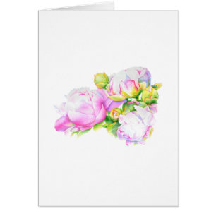Pivoines, roses, blanches, peinture florale aquare