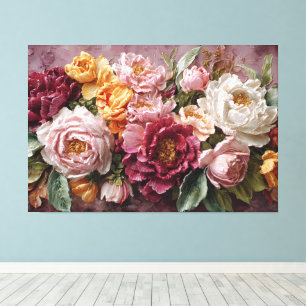 Pivoines rouges, roses et blanches – Art mural abs