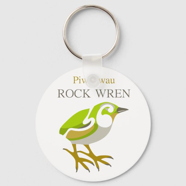 PIWAUWAU , Neuseeland Bird, Rock Wren Schlüsselanhänger (Vorderseite)