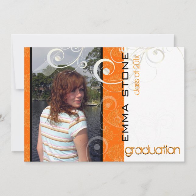 Pix Dezines 2011 Abschluss, Florentius Damask Einladung (Vorderseite)