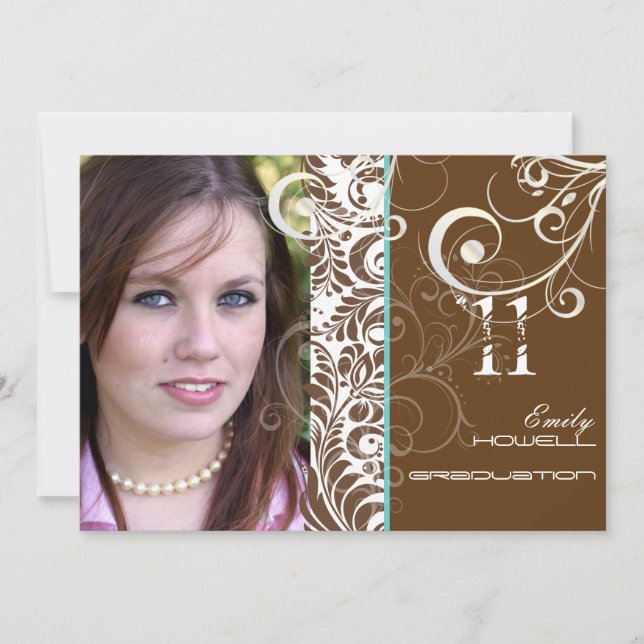 Pix Dezines Abschluss, Bellissimo Damask Einladung (Vorderseite)