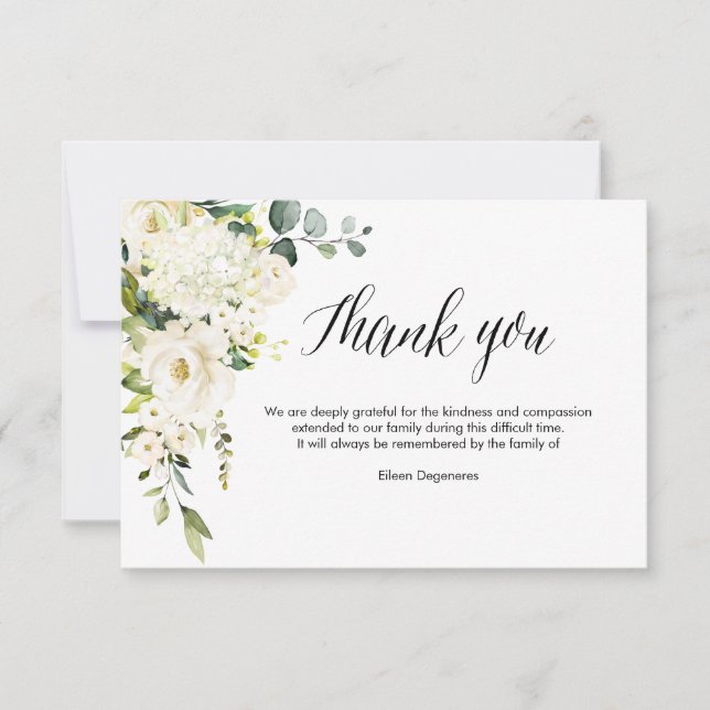 Pix Dezines Alabaster Rose Bereavement Vielen Dank Einladung (Vorderseite)