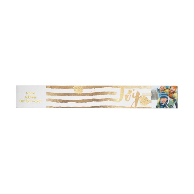 Pix Dezines blendete mit goldenen Streifen/Feierta Rundum-Adressaufkleber (Person)