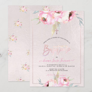 Pix Dezines Blume Wasserfarben Baptême Einladung