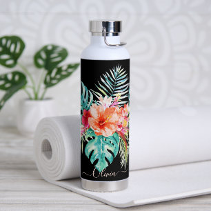 Pix Dezines Blume Watercolor Tropisches Paradies Trinkflasche