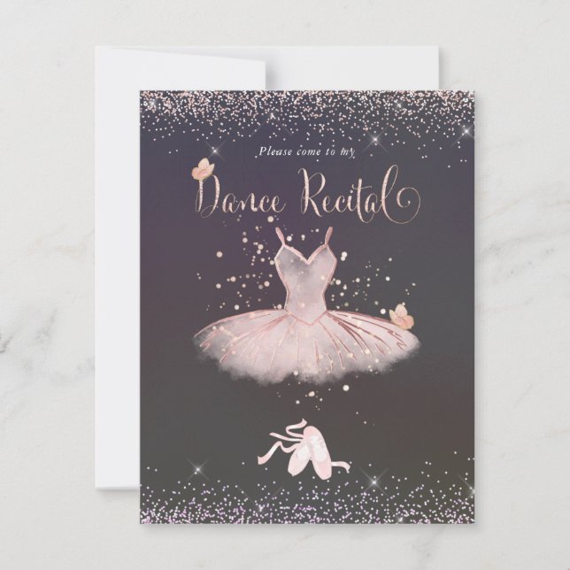 Pix Dezines Blush Tutu n Butterflies Tanz Erwägung Einladung (Vorderseite)