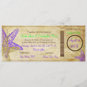 Pix Dezines Boarding Pass+Beach, Lila Starfish Einladung