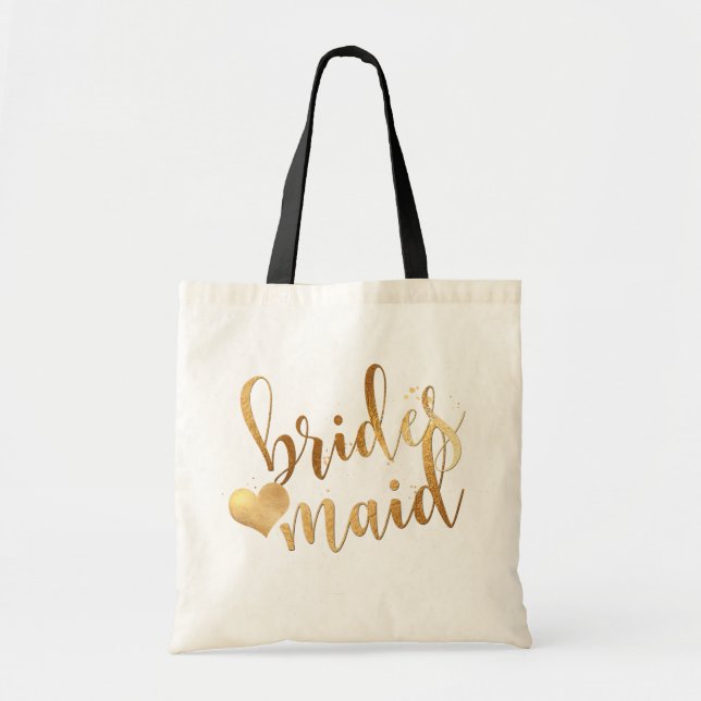 Pix Dezines Bridesmaid/Imitats Gold Handgeschriebe Tragetasche (Vorne)