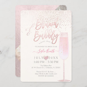 Pix Dezines Brunch Bubbly/Pink Champagne Confetti Einladung