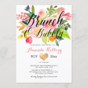 Pix Dezines Brunch & Bubbly Spring Floral Einladung