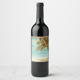 Pix Dezines Cheers Vintager Strand, tropische Palm Weinetikett