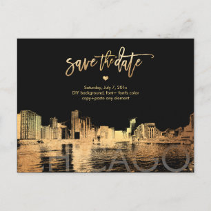 Pix Dezines/Chicago Save the Date/Imitats Gold Ankündigungspostkarte
