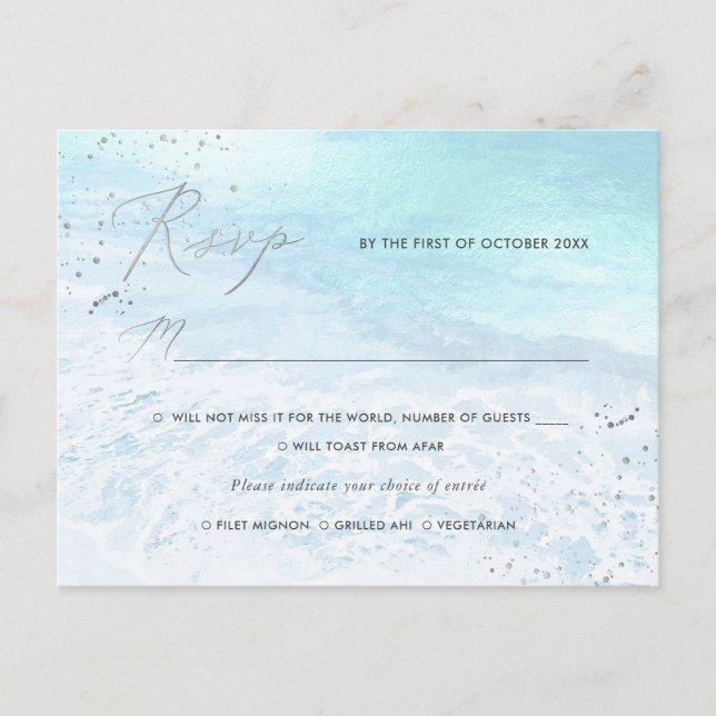 Pix Dezines Crystal Blue, Beach UAWG w Einladungspostkarte (Vorderseite)