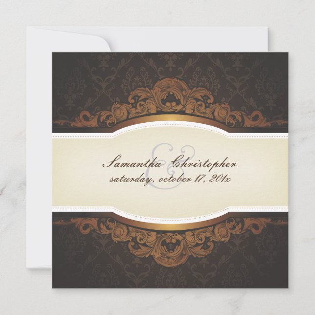 Pix Dezines Cubana Damask Einladung (Vorderseite)