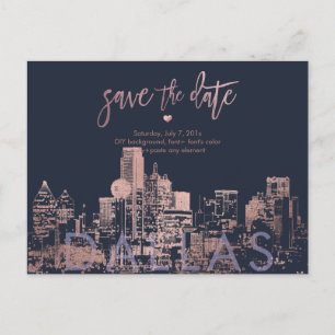 Pix Dezines/Dallas Save the Date/Imitats Rose Gold Ankündigungspostkarte