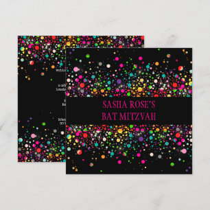 Pix Dezines Dazzled/Neon Speck/Bat Mitzvah Einladung
