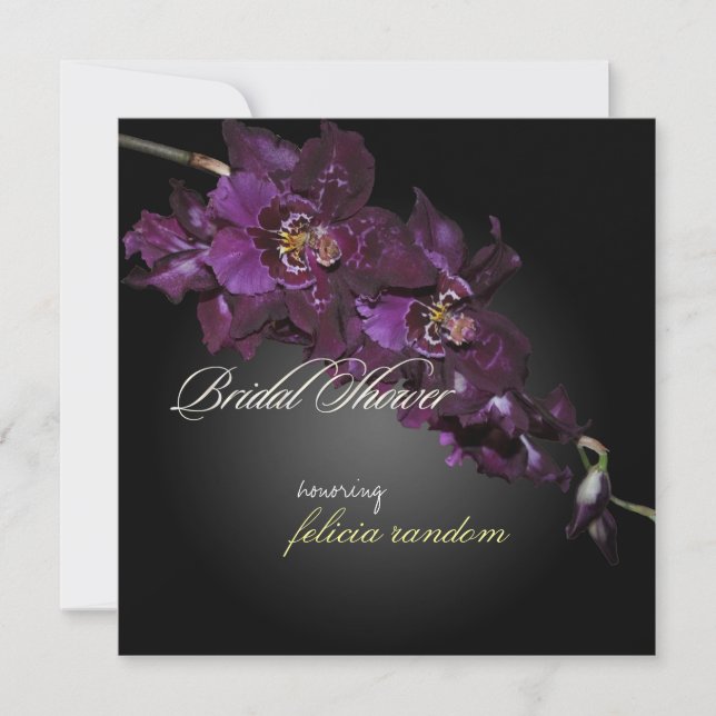 Pix Dezines dunkle lila Orchideen/Vuylstekeara Einladung (Vorderseite)