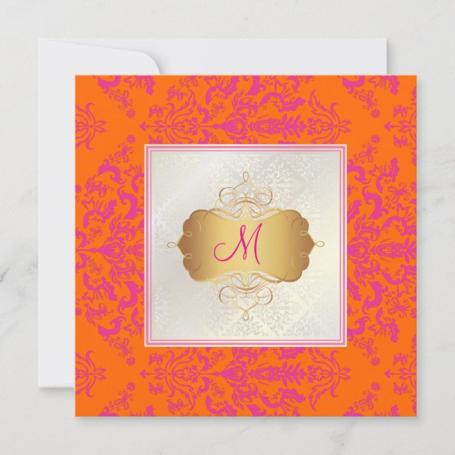 Pix Dezines Étienne Damask Einladung (Vorderseite)