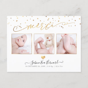 Pix Dezines Étoiles D'or Remerciements Postkarte