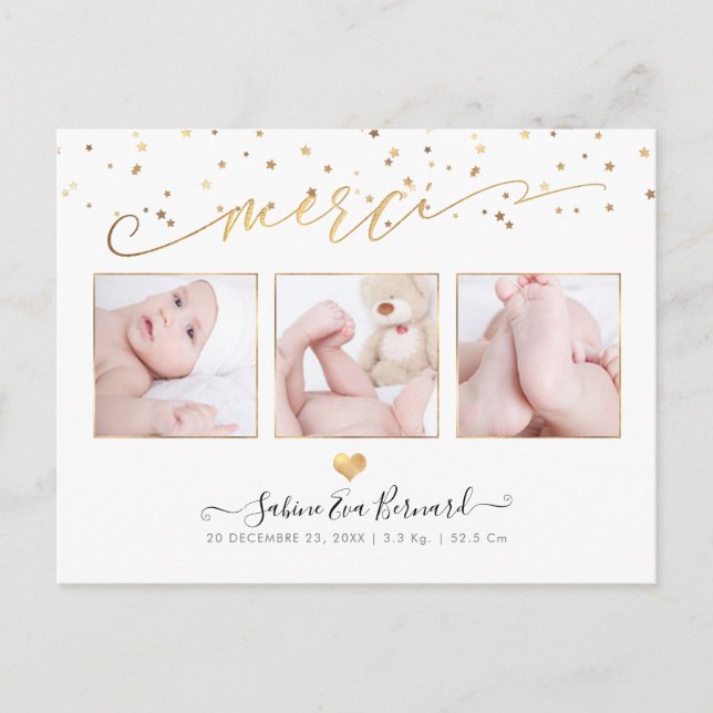 Pix Dezines Étoiles D'or Remerciements Postkarte (Vorderseite)