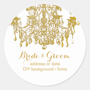 Pix Dezines goldfarbener Kristallleuchter Runder Aufkleber