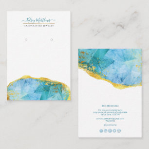 Pix Dezines H2 Quarz Crystal Aqua Blue Ohrringe Visitenkarte