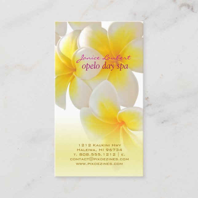 Pix Dezines Hawaii Plumeria Visitenkarte (Vorderseite)