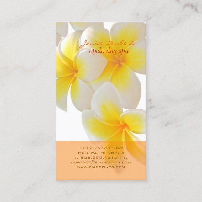 Pix Dezines Hawaii Plumeria Visitenkarte (Vorderseite)