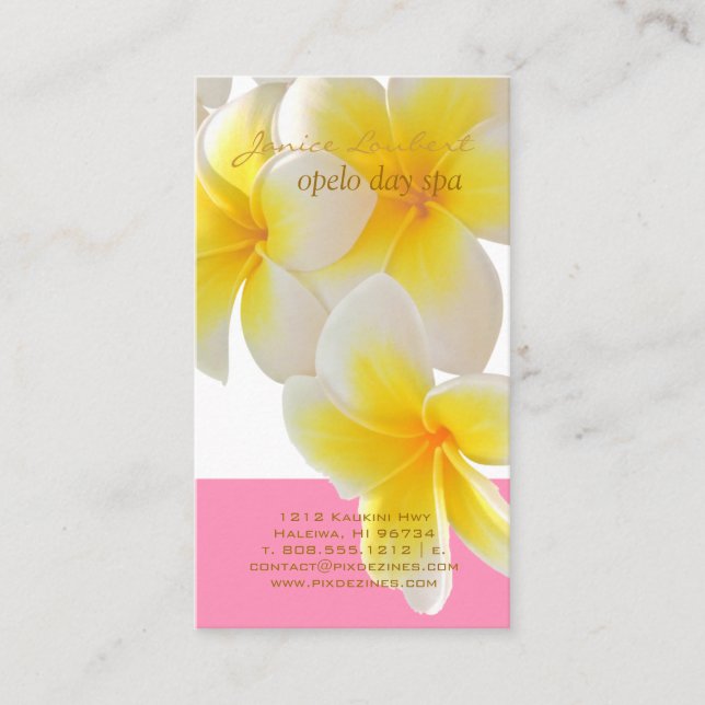 Pix Dezines Hawaii Plumeria Visitenkarte (Vorderseite)