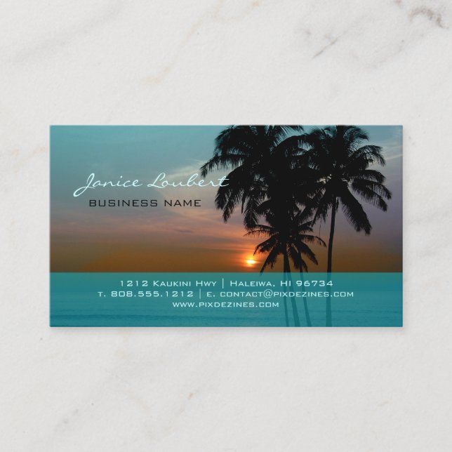 Pix Dezines Hawaiian Beach Sonnenuntergang Visitenkarte (Vorderseite)