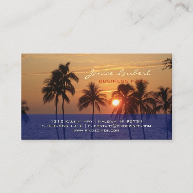 Pix Dezines Hawaiian Beach Sonnenuntergang Visitenkarte (Vorderseite)