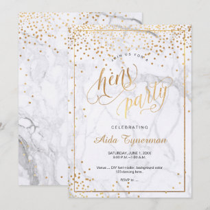Pix Dezines Hens Party Marmor Imitat Gold Confetti Einladung