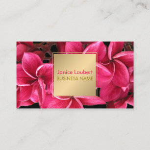 Pix Dezines Hot Pink Kona Plumeria/Imitats Gold Visitenkarte