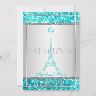 Pix Dezines Imitats Glitzer eifflel/Bat Mitzvah Einladung