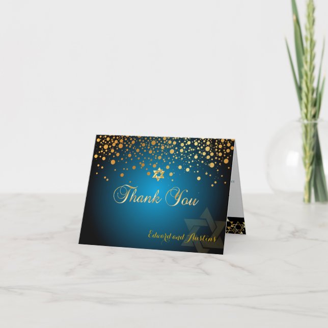 Pix Dezines Imitats Gold Confetti, Mitzvah Vielen  Dankeskarte (Vorderseite)