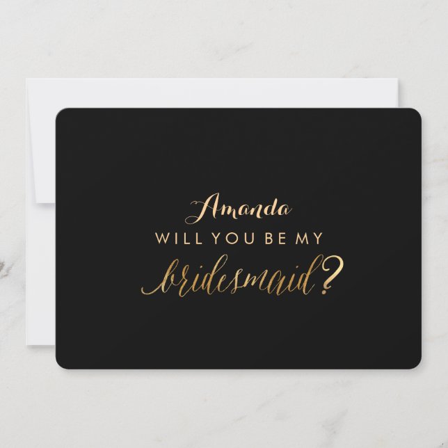 Pix Dezines Imitats Gold werden Sie meine Bridesmä Einladung (Vorderseite)
