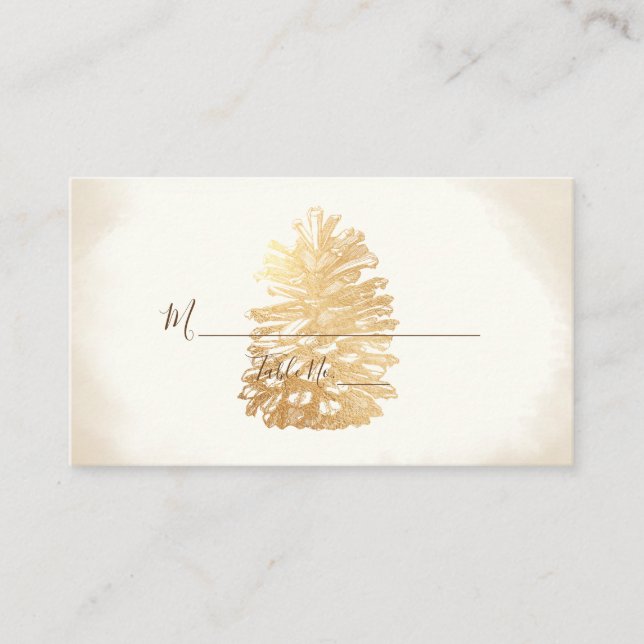 Pix Dezines Imitats Goldene Pinecone Platzkarte (Vorderseite)