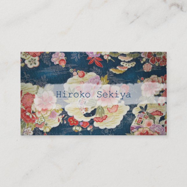 Pix Dezines kimono/Imitats chirimen/Orleander Visitenkarte (Vorderseite)