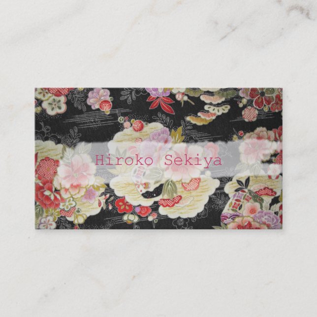 Pix Dezines kimono/Imitats chirimen/Orleander Visitenkarte (Vorderseite)