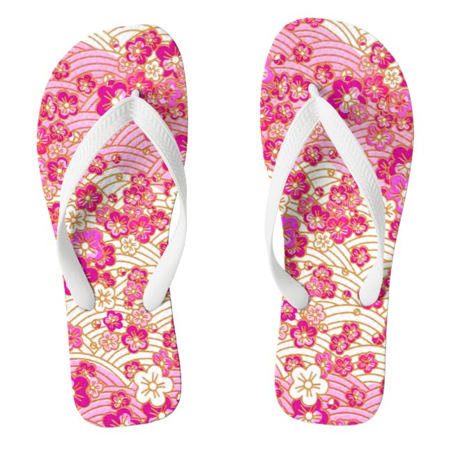 Pix Dezines kimono/pink sakura/Imitate chirimen Flip Flops (Fußbett)